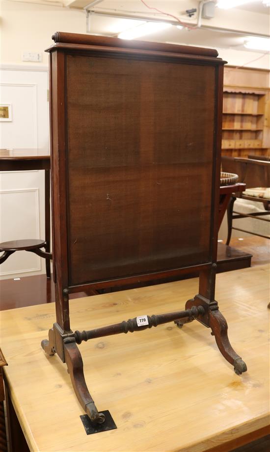A Regency mahogany firescreen H.3ft 6in. W.1ft 11in.
